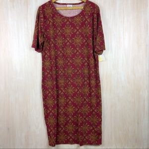 NWT LuLaRoe Maroon Purple Pattern Julia Dress